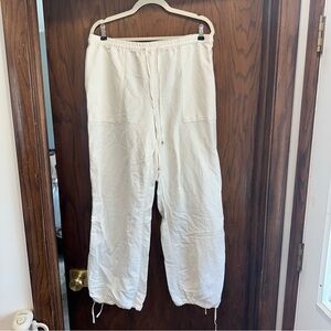 H&M Cream Drawstring Linen Pants